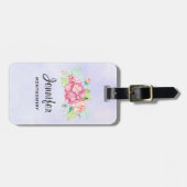 Elegant roze Waterverf Flower Bouquet Bagagelabel (Voorkant horizontaal)