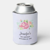 Elegant roze Waterverf Flower Bouquet Birthday Blikjeskoeler (Blikje Achterkant)