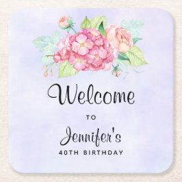 Elegant roze Waterverf Flower Bouquet Birthday Kartonnen Onderzetters