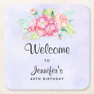 Elegant roze Waterverf Flower Bouquet Birthday Kartonnen Onderzetters