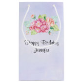 Elegant roze Waterverf Flower Bouquet Birthday Klein Cadeauzakje (Achterkant)