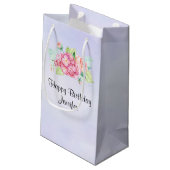 Elegant roze Waterverf Flower Bouquet Birthday Klein Cadeauzakje (Achterkant Gekanteld)
