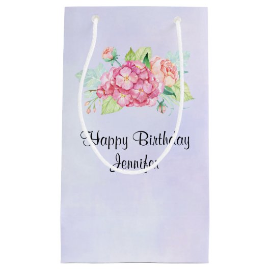 Elegant roze Waterverf Flower Bouquet Birthday Klein Cadeauzakje (Voorkant)