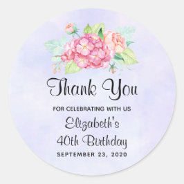 Elegant roze Waterverf Flower Bouquet Birthday Ronde Sticker