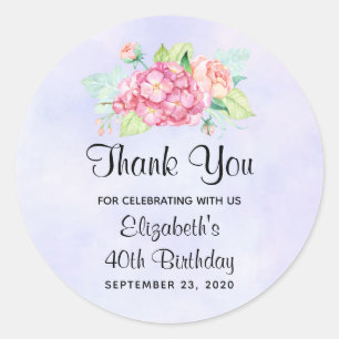 Elegant roze Waterverf Flower Bouquet Birthday Ronde Sticker