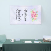 Elegant roze Waterverf Flower Bouquet Birthday Spandoek (Beurs)