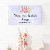 Elegant roze Waterverf Flower Bouquet Birthday Spandoek (Insitu)