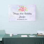 Elegant roze Waterverf Flower Bouquet Birthday Spandoek (Beurs)