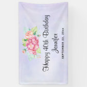 Elegant roze Waterverf Flower Bouquet Birthday Spandoek (Verticaal)