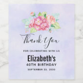 Elegant roze Waterverf Flower Bouquet Birthday Wijn Etiket (Enkel label)