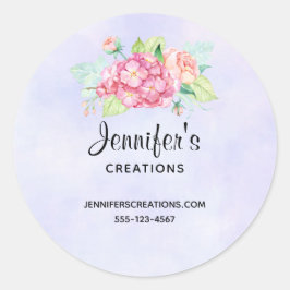 Elegant roze Waterverf Flower Bouquet Business Ronde Sticker