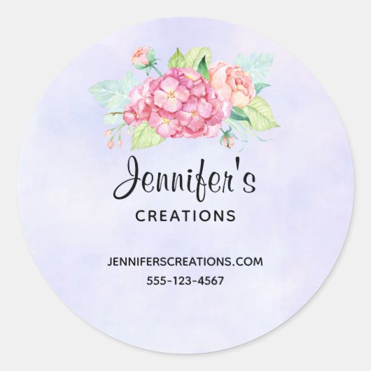 Elegant roze Waterverf Flower Bouquet Business Ronde Sticker (Voorkant)