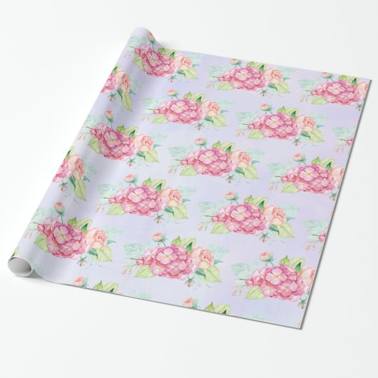 Elegant roze Waterverf Flower Bouquet Cadeaupapier (Uitgerold)