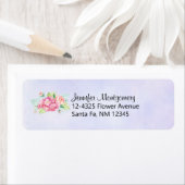 Elegant roze Waterverf Flower Bouquet Etiket (Insitu)