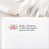 Elegant roze Waterverf Flower Bouquet Etiket (Insitu)