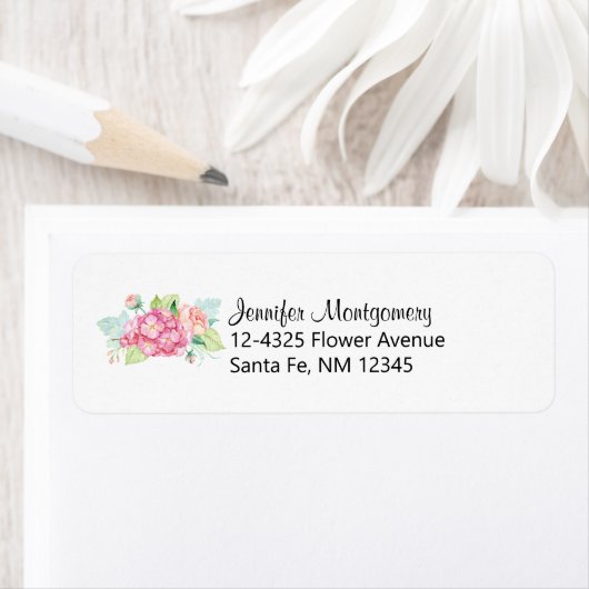 Elegant roze Waterverf Flower Bouquet Etiket (Insitu)