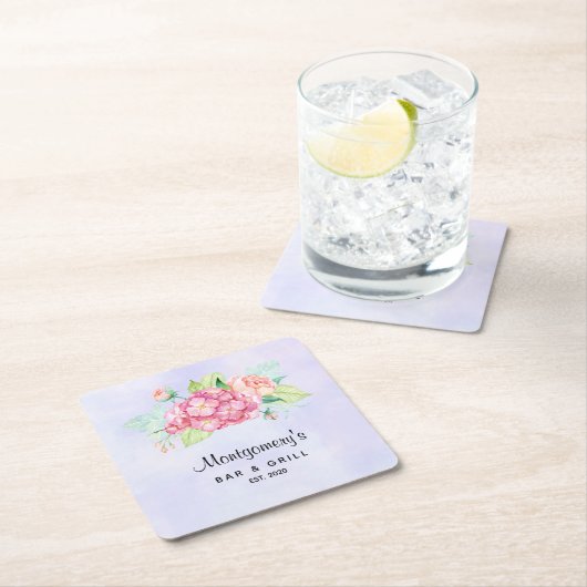 Elegant roze Waterverf Flower Bouquet Kartonnen Onderzetters (Insitu)