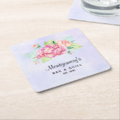 Elegant roze Waterverf Flower Bouquet Kartonnen Onderzetters (Schuin)