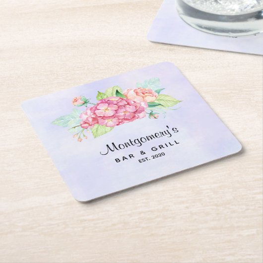 Elegant roze Waterverf Flower Bouquet Kartonnen Onderzetters (Schuin)