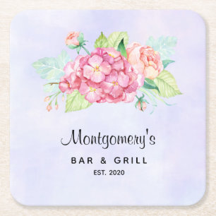 Elegant roze Waterverf Flower Bouquet Kartonnen Onderzetters