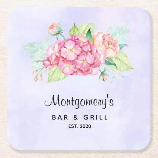 Elegant roze Waterverf Flower Bouquet Kartonnen Onderzetters (Voorkant)