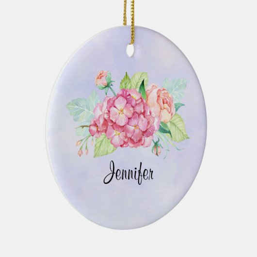 Elegant roze Waterverf Flower Bouquet Keramisch Ornament (Rechts)