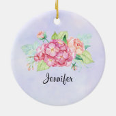 Elegant roze Waterverf Flower Bouquet Keramisch Ornament (Achterkant)