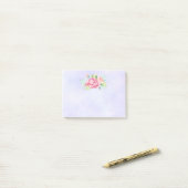 Elegant roze Waterverf Flower Bouquet Post-it® Notes (Op bureau)