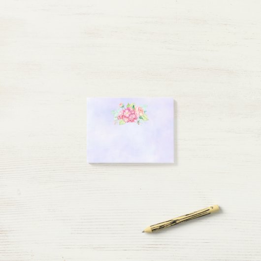 Elegant roze Waterverf Flower Bouquet Post-it® Notes (Op bureau)