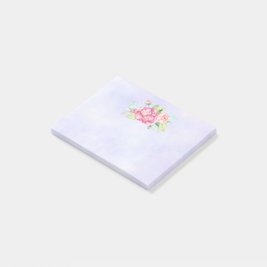 Elegant roze Waterverf Flower Bouquet Post-it® Notes (Schuin)