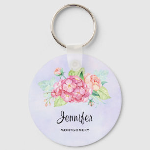 Elegant roze Waterverf Flower Bouquet Sleutelhanger