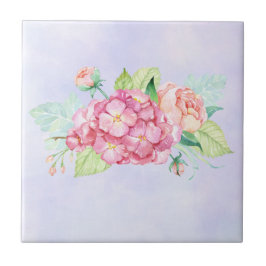 Elegant roze Waterverf Flower Bouquet Tegeltje