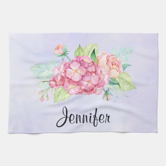 Elegant roze Waterverf Flower Bouquet Theedoek (Horizontaal)