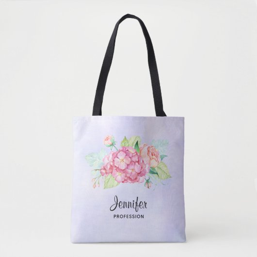 Elegant roze Waterverf Flower Bouquet Tote Bag (Voorkant)