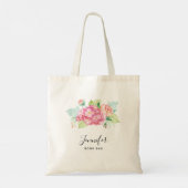 Elegant roze Waterverf Flower Bouquet Tote Bag (Achterkant)