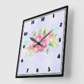Elegant roze Waterverf Flower Bouquet Vierkante Klok (Hoek)