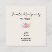 Elegant roze Waterverf Flower Bouquet Vierkante Visitekaartje (Achterkant)