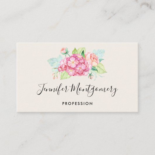 Elegant roze Waterverf Flower Bouquet Visitekaartje (Voorkant)