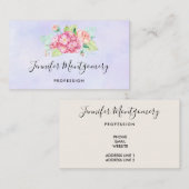 Elegant roze Waterverf Flower Bouquet Visitekaartje (Voorkant / Achterkant)