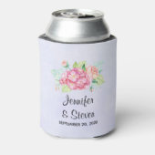 Elegant roze Waterverf Flower Bouquet Wedding Blikjeskoeler (Blikje Achterkant)