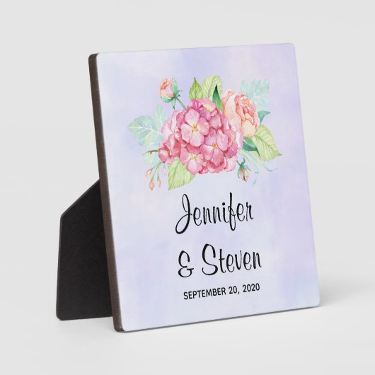 Elegant roze Waterverf Flower Bouquet Wedding Fotoplaat (Voorkant)