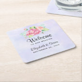 Elegant roze Waterverf Flower Bouquet Wedding Kartonnen Onderzetters (Schuin)