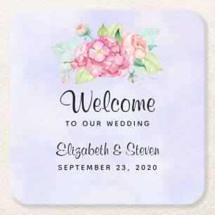 Elegant roze Waterverf Flower Bouquet Wedding Kartonnen Onderzetters