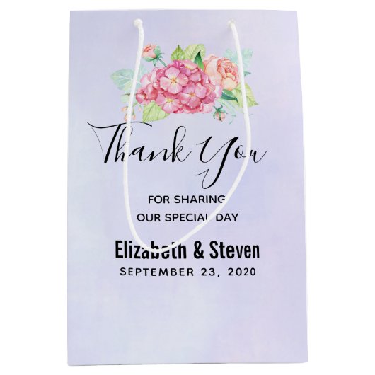 Elegant roze Waterverf Flower Bouquet Wedding Medium Cadeauzakje (Voorkant)