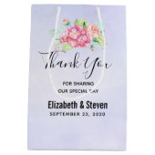 Elegant roze Waterverf Flower Bouquet Wedding Medium Cadeauzakje (Achterkant)