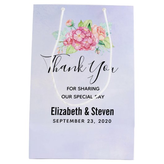 Elegant roze Waterverf Flower Bouquet Wedding Medium Cadeauzakje (Achterkant)