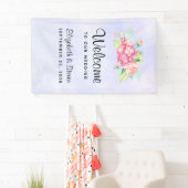 Elegant roze Waterverf Flower Bouquet Wedding Spandoek (Insitu)