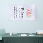 Elegant roze Waterverf Flower Bouquet Wedding Spandoek (Beurs)