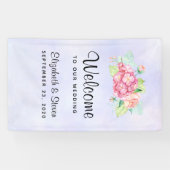 Elegant roze Waterverf Flower Bouquet Wedding Spandoek (Horizontaal)