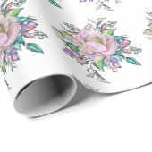 Elegant roze Waterverf Flowers botanisch Cadeaupapier (Rol Hoek)